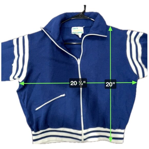 Vintage 80s Net Worth Blue Zip Up Jacket Striped Accents - Picture 8 of 8